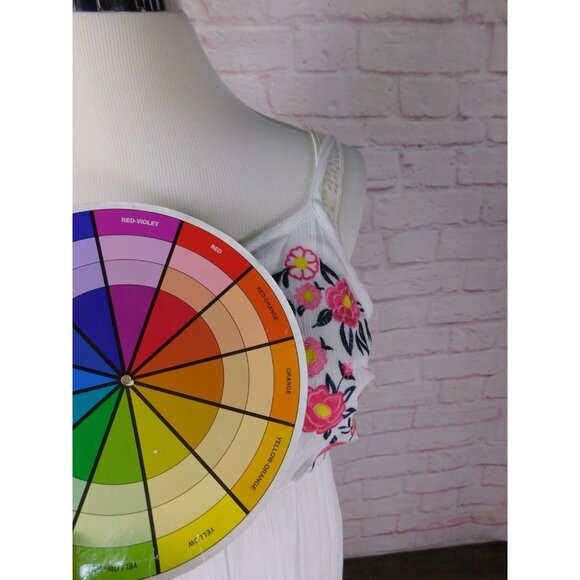 Kelly Renee Dress Womens XL White Embroidered Floral Maxi Boho Beach Sundress - Picture 8 of 10